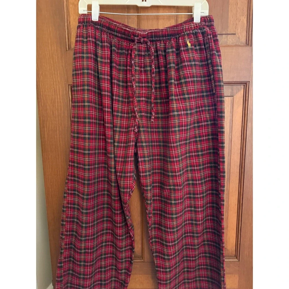 Ralph Lauren Polo Sleepwear Pajama Pants Mens L (36-38) Red Plaid Loungewear PJs